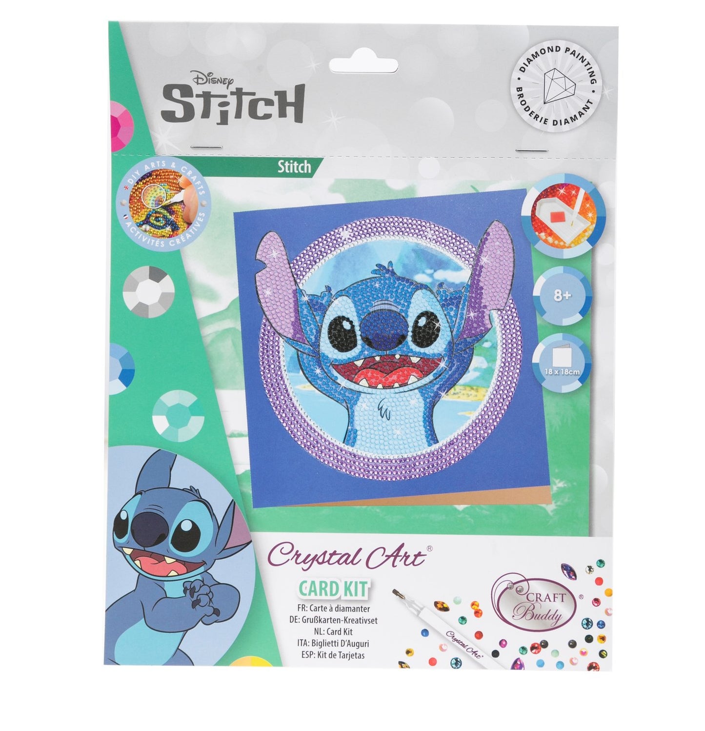 Disney Stitch Crystal Art Card Stitch, 18 X 18 Cm