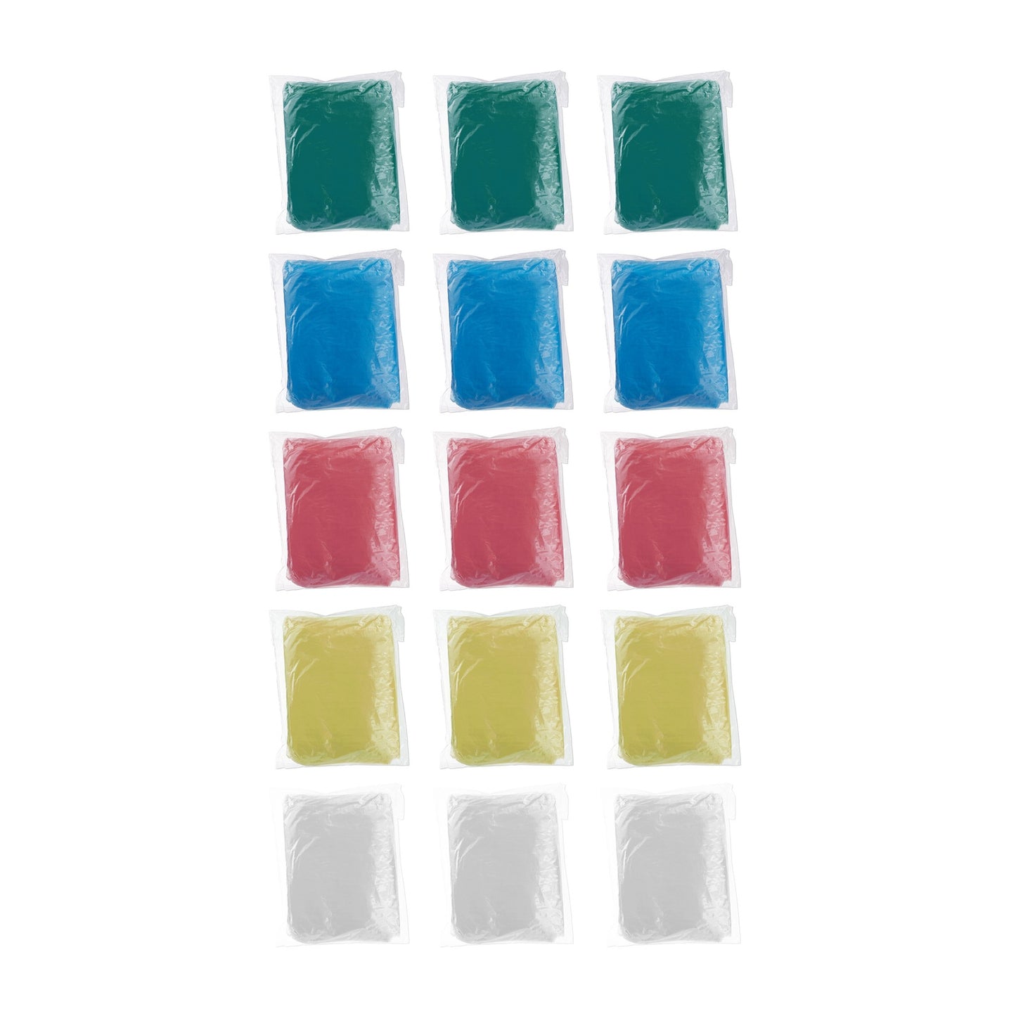 Disposable poncho set of 15 different colors