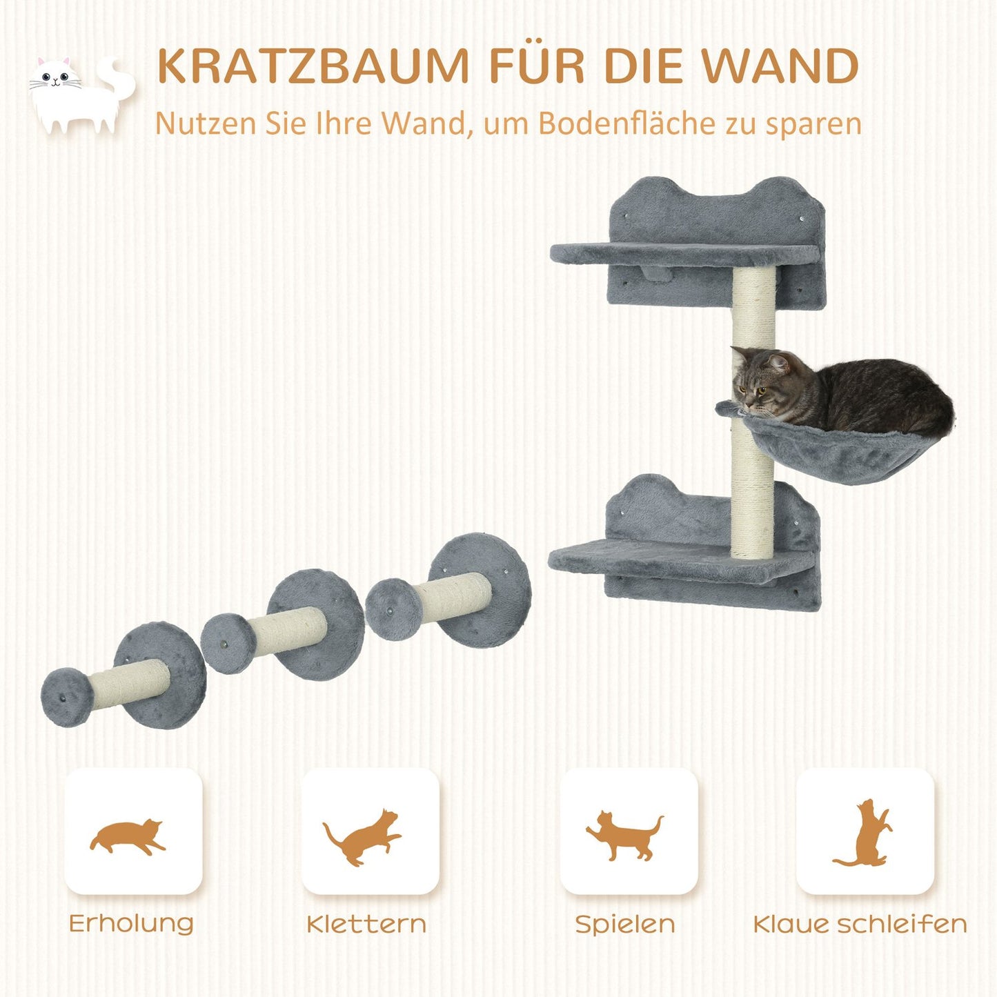 Cat tree with jumping tower, 3 scratching posts, hammock
