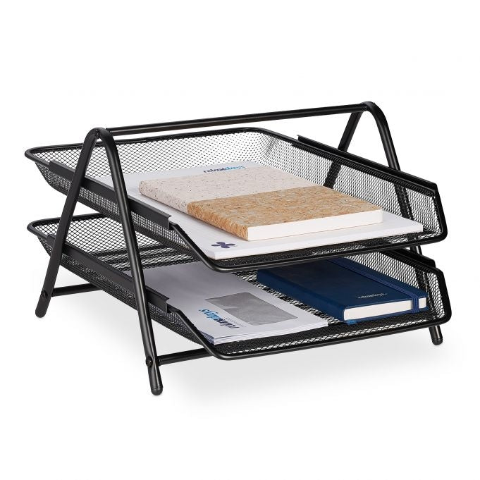 <p>Stylish paper tray enhances workspace organization with efficient document storage. Keep your desk tidy with this modern, robust metal frame and trendy mesh design, offering easy access to A4 documents.</p>

<ul>
<li>Organize efficiently with two spaci