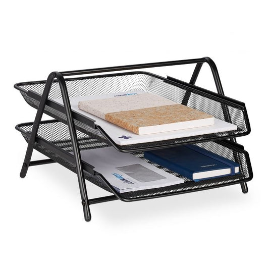 <p>Stylish paper tray enhances workspace organization with efficient document storage. Keep your desk tidy with this modern, robust metal frame and trendy mesh design, offering easy access to A4 documents.</p>

<ul>
<li>Organize efficiently with two spaci