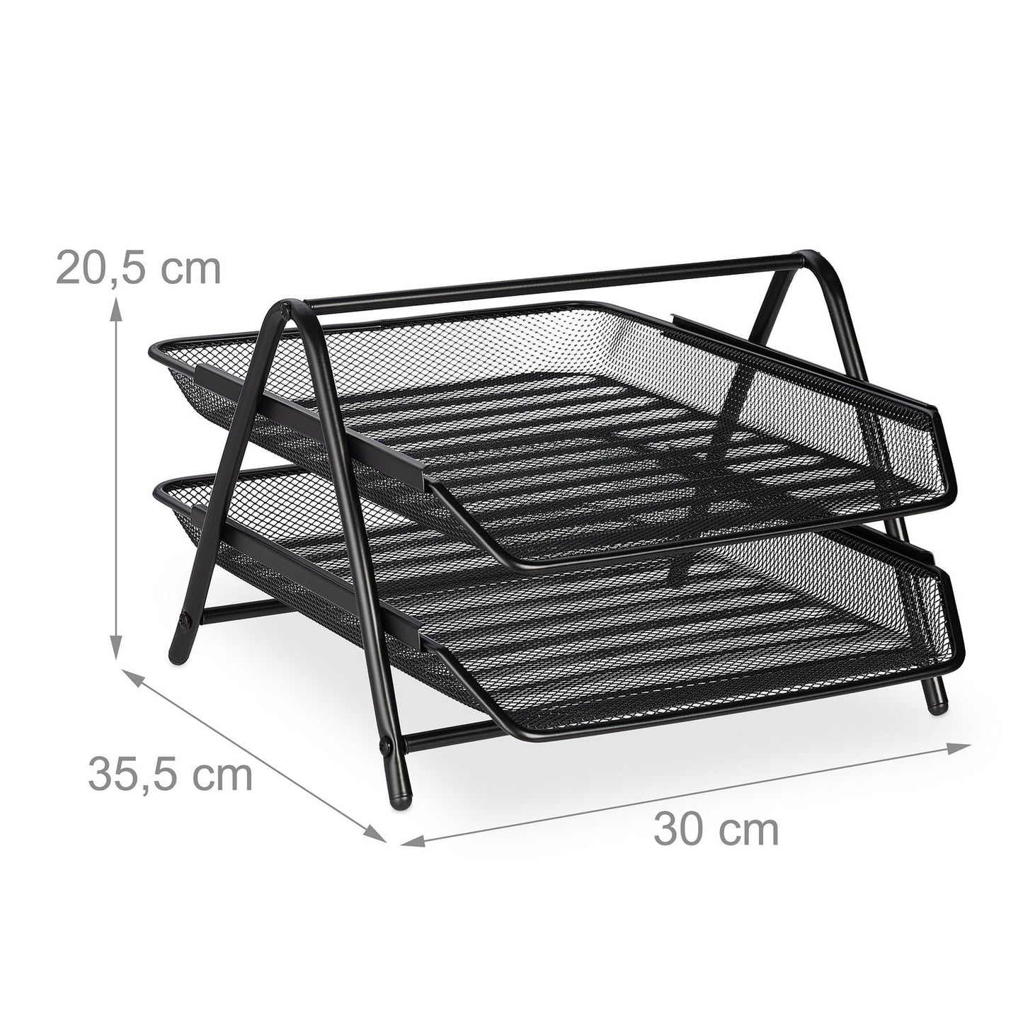 <p>Stylish paper tray enhances workspace organization with efficient document storage. Keep your desk tidy with this modern, robust metal frame and trendy mesh design, offering easy access to A4 documents.</p>

<ul>
<li>Organize efficiently with two spaci