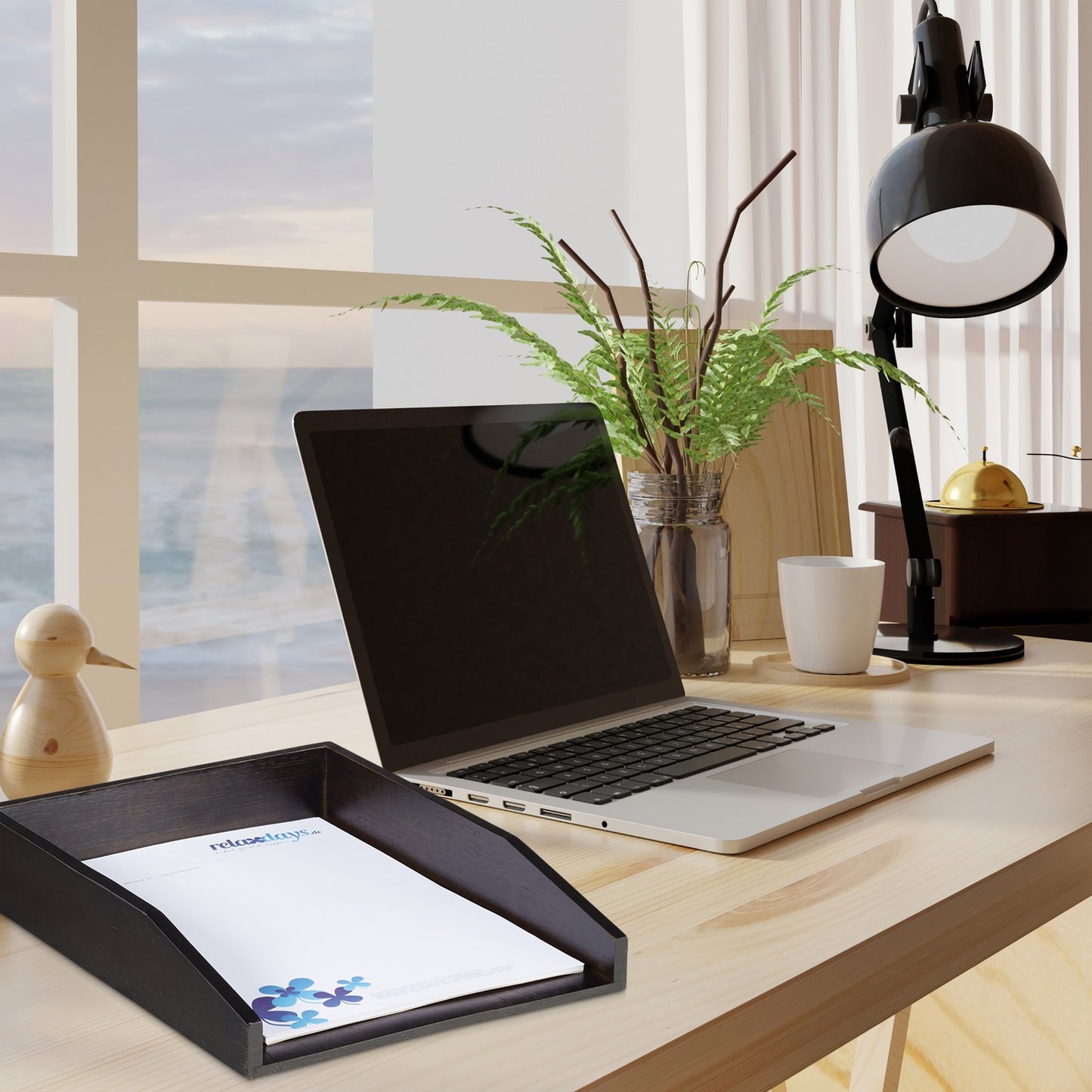 Document holder in brown bamboo