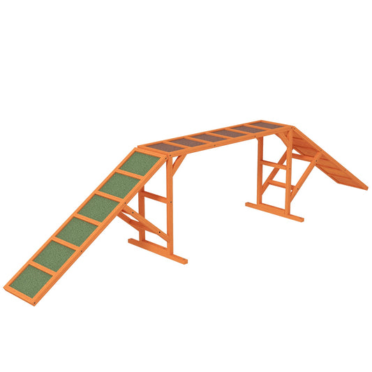 Dog Agility Bridge with Safety Bar, Non-slip, 325 cm, Orange