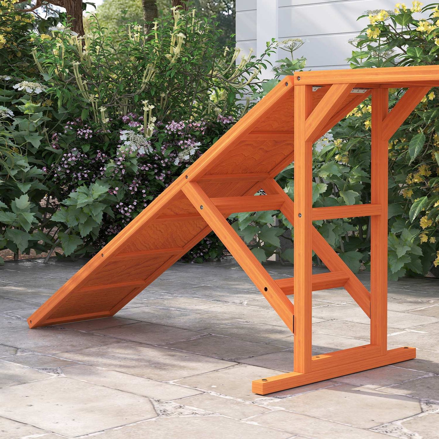 Dog Agility Bridge with Safety Bar, Non-slip, 325 cm, Orange