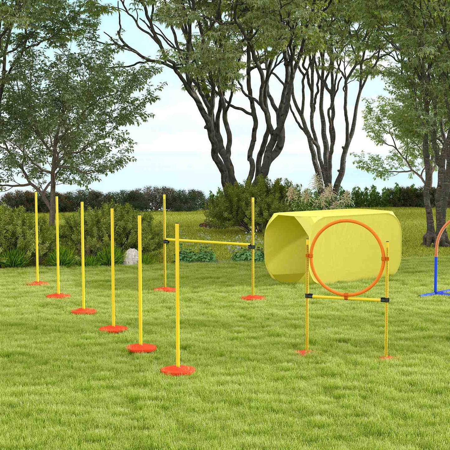 Dog Agility Obstacle Course - Adjustable Yellow Hedge Set
