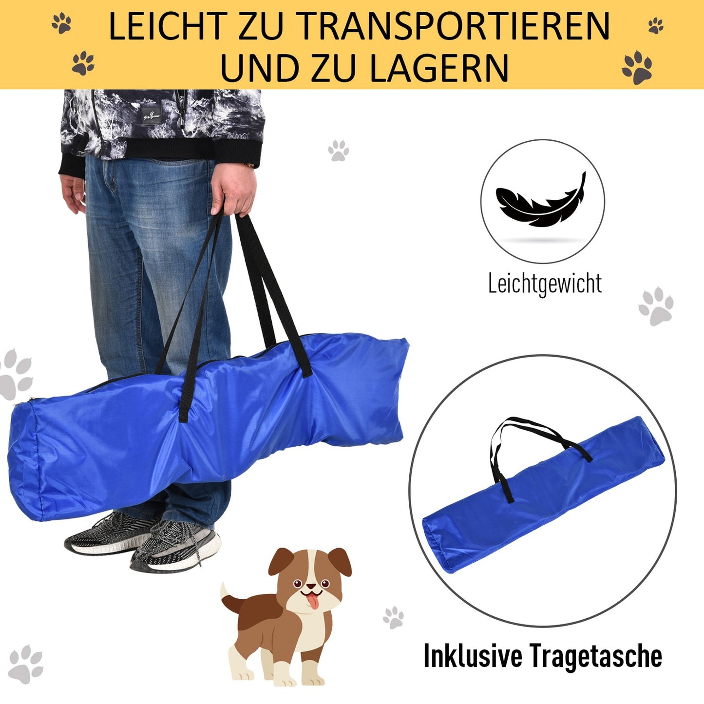 Dog Agility fence set, 3-in-1 training, portable, yellow