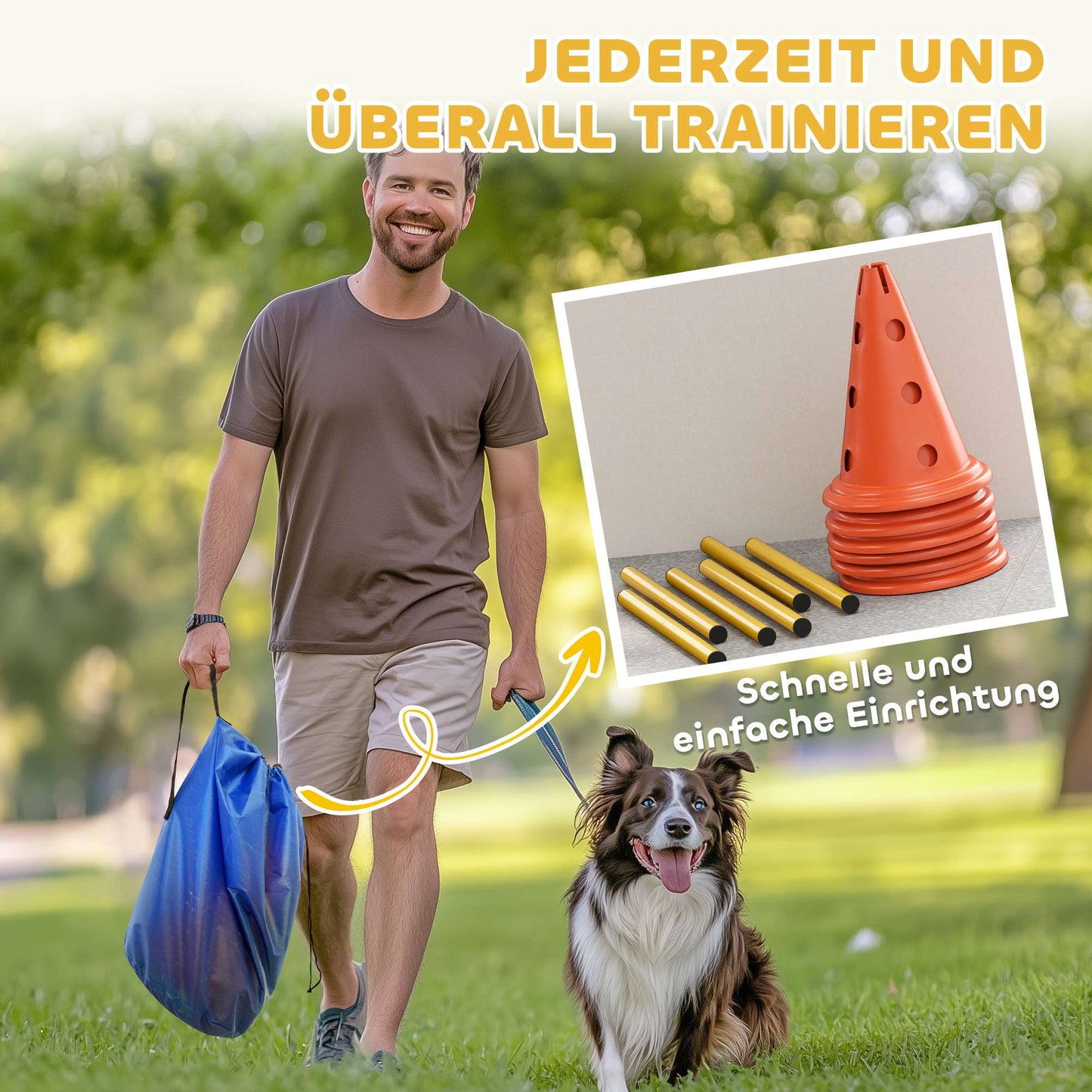 Dog Agility Set – 3-Piece Training Kit with 6 Cones, Bag