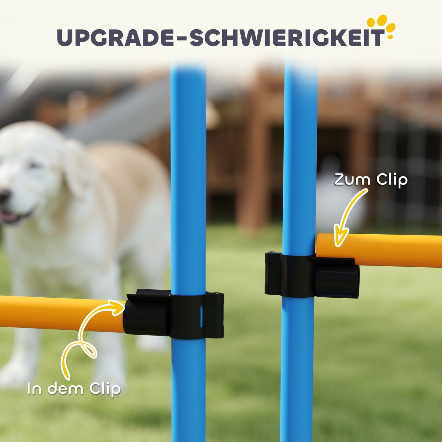 Dog Agility Set, adjustable hurdles & slalom poles, 9 parts