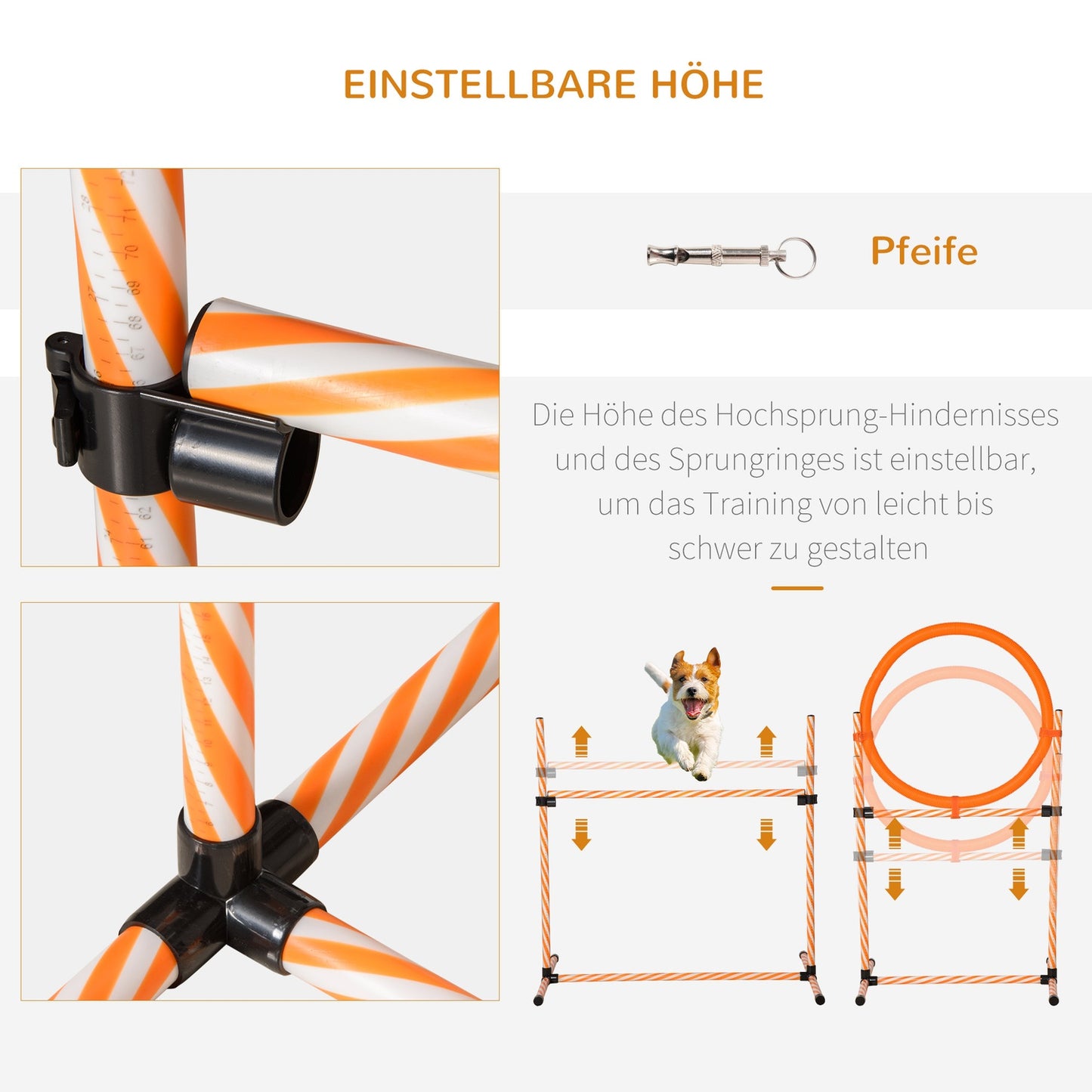 Dog Agility Training Set with Tunnel, Portable Orange/White