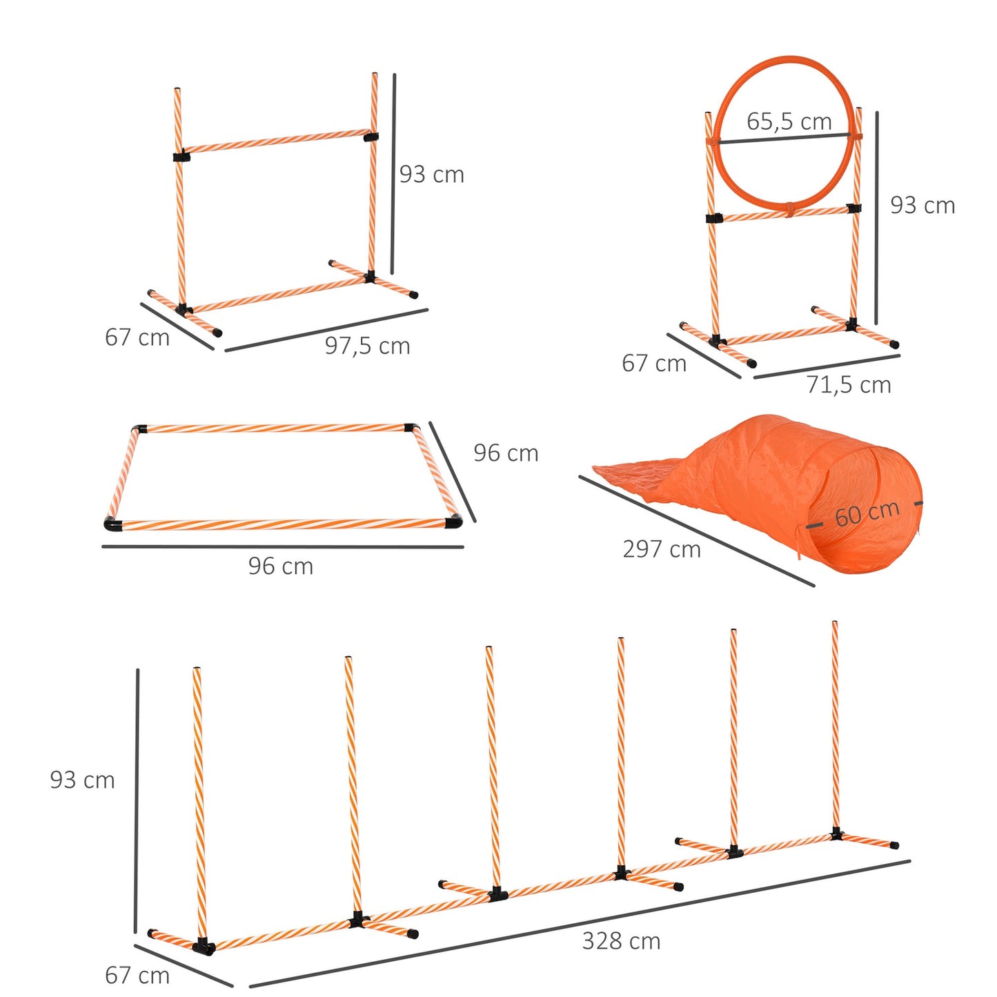 Dog Agility Training Set with Tunnel, Portable Orange/White