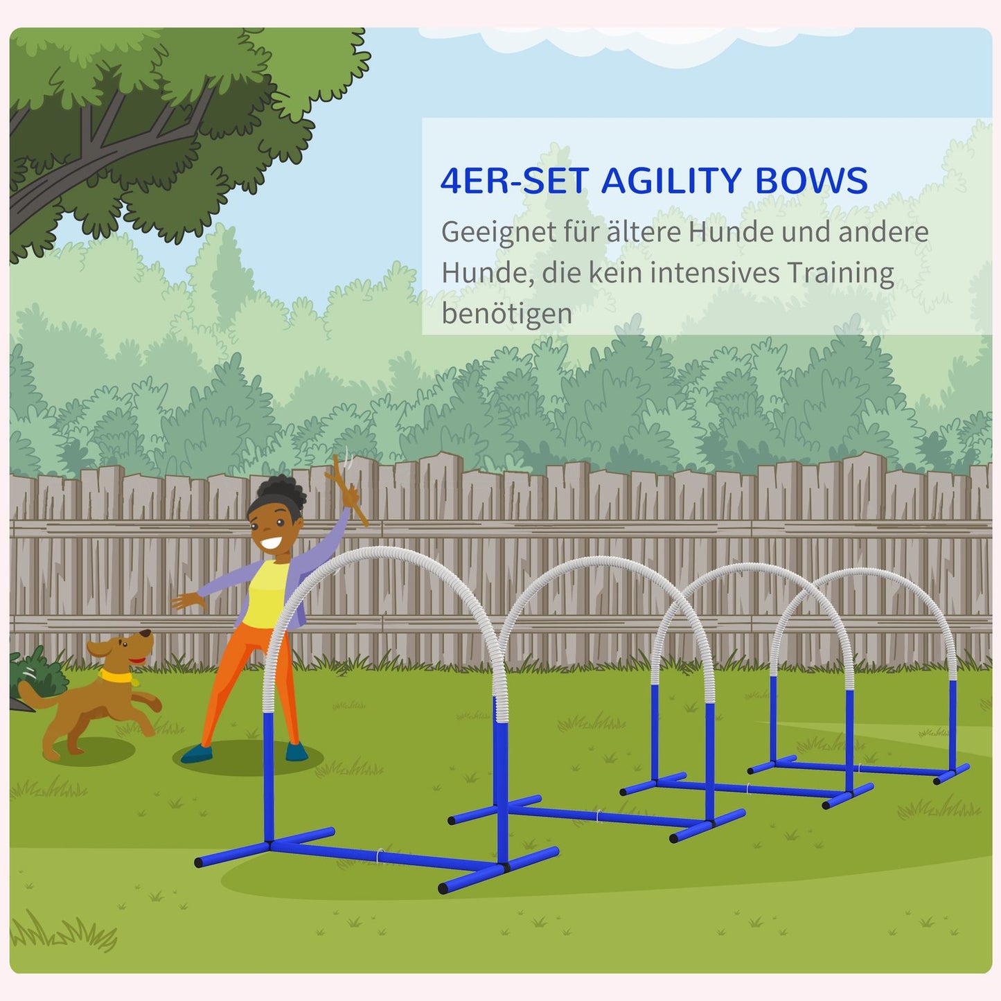 Dog Agility Set with 4 poles and bag, portable and durable