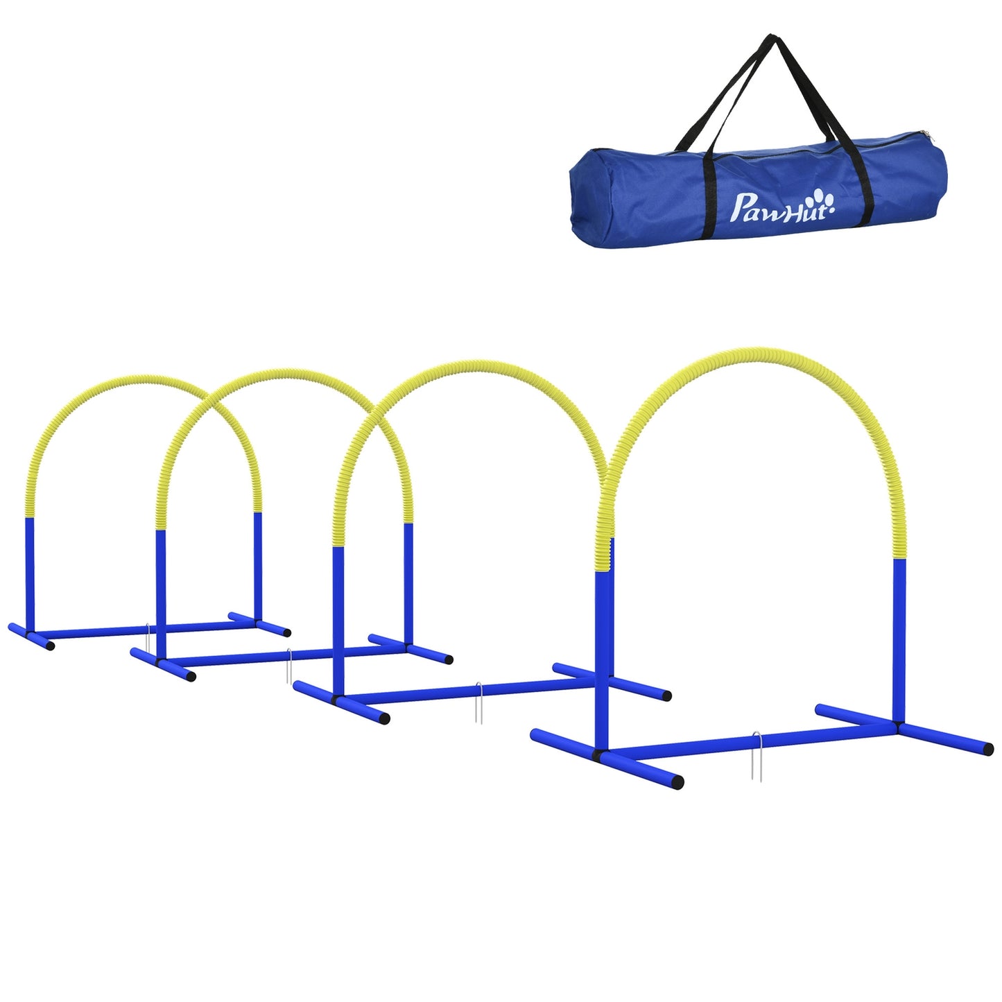 Dog Agility Set with carrying case, 4 bows, yellow