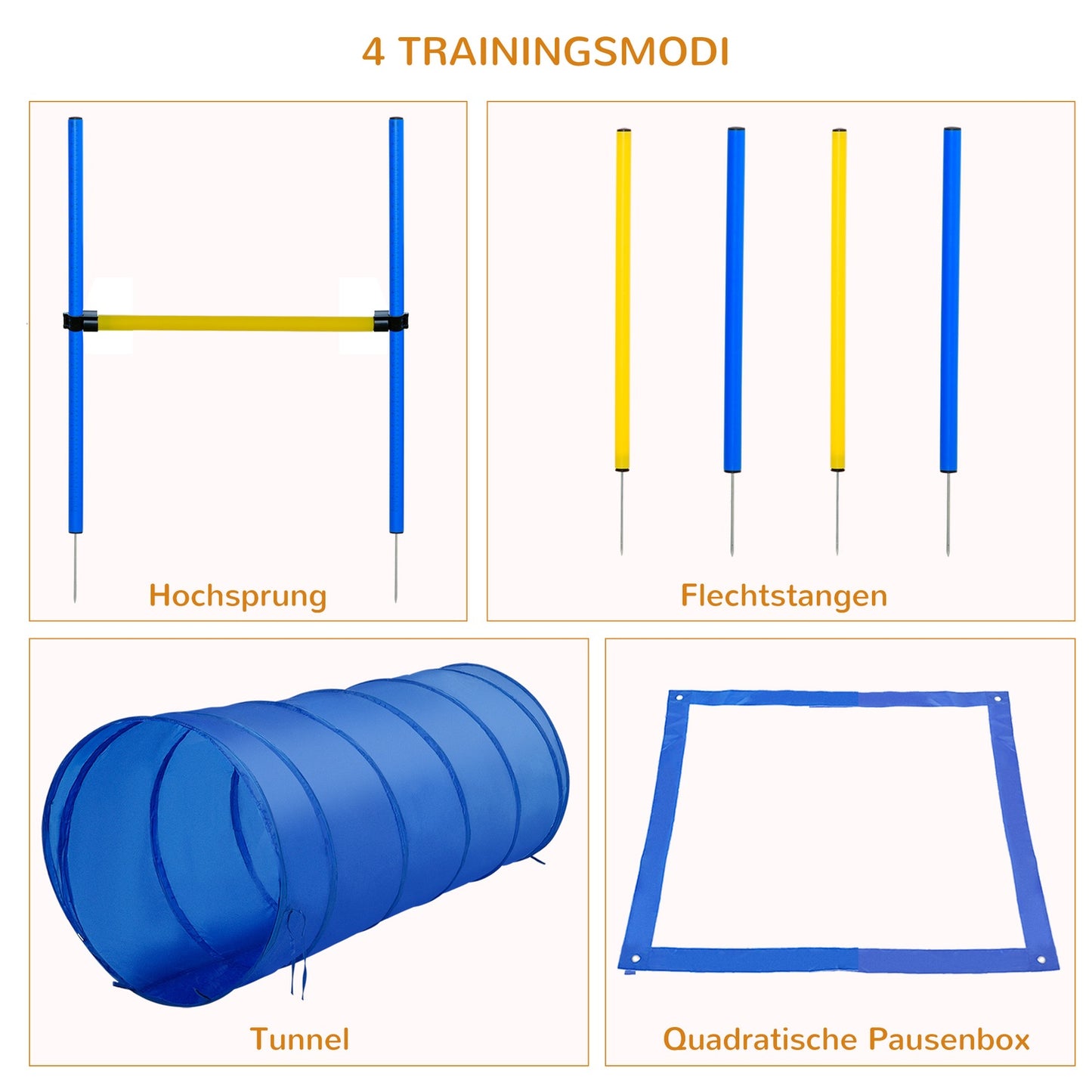 Dog Agility Training Set with tunnel, poles and obstacles