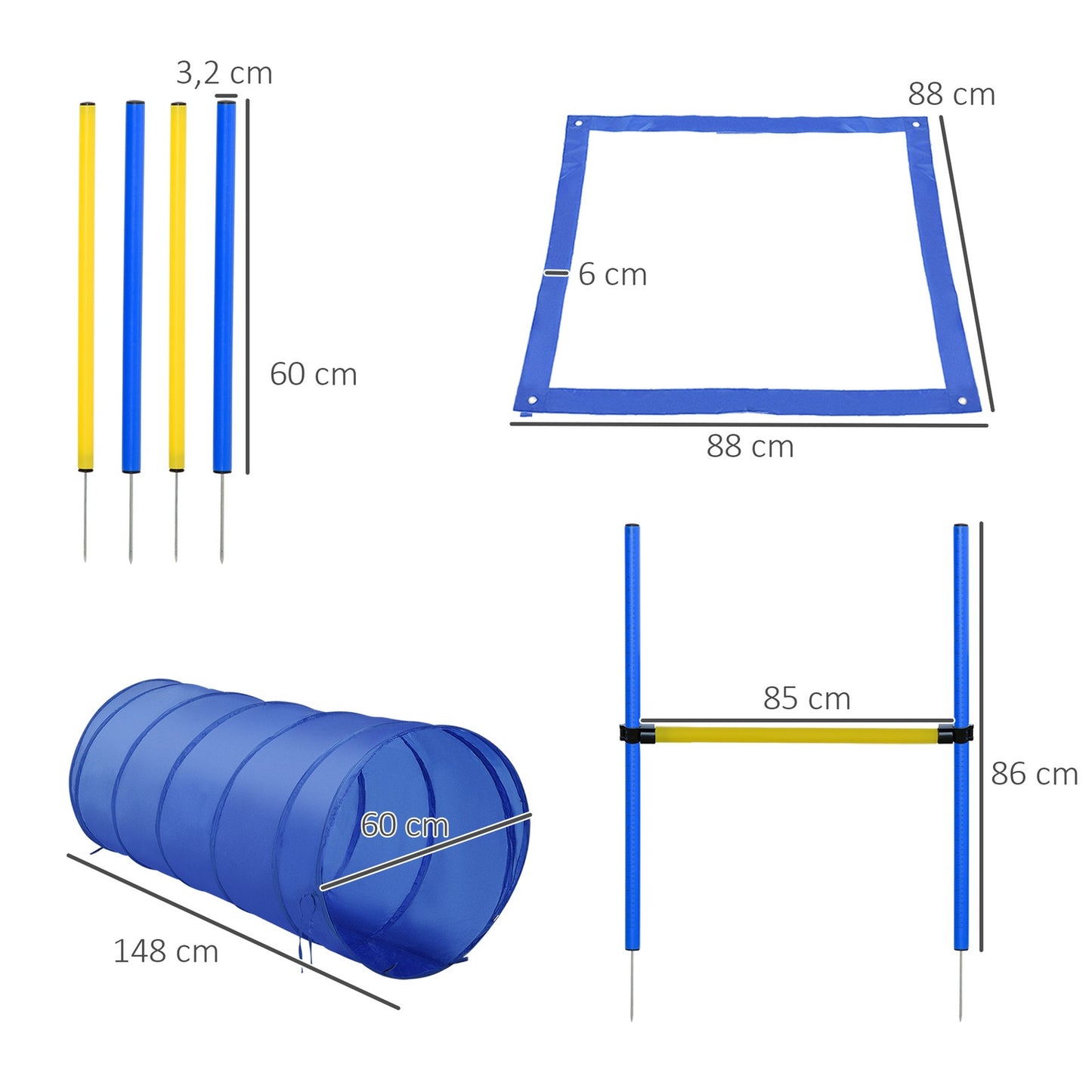 Dog Agility Training Set with tunnel, poles and obstacles