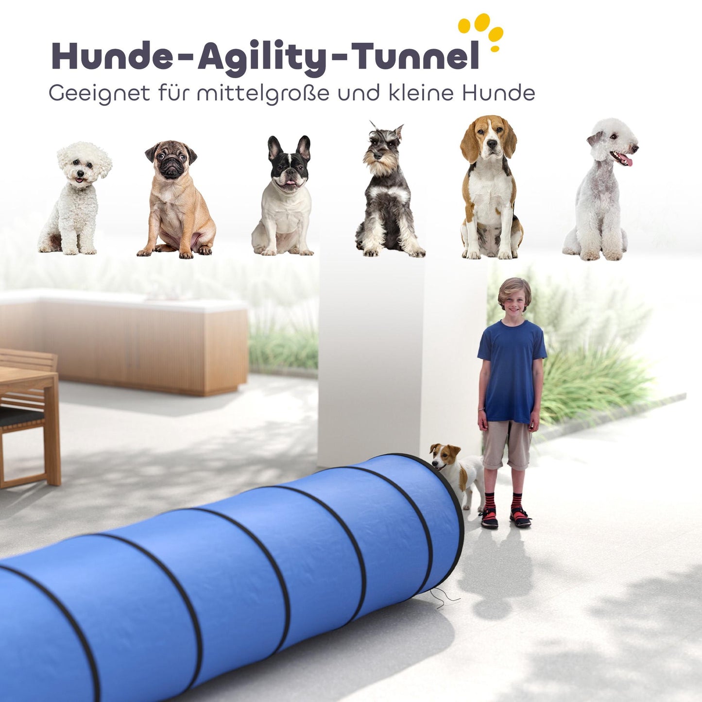 Dog Agility Tunnel, 300cm, Oxford Fabric, with Anchors