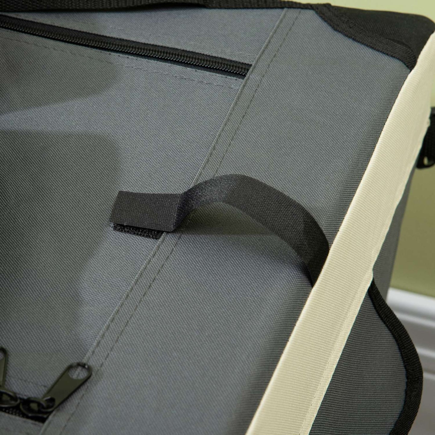 Foldable dog transport bag with cushion, grey/black