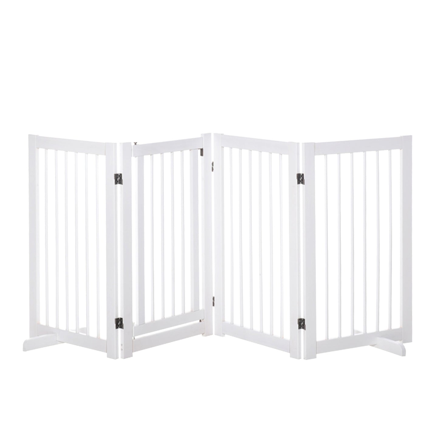 Freestanding wooden dog gate with door, 91 cm - White