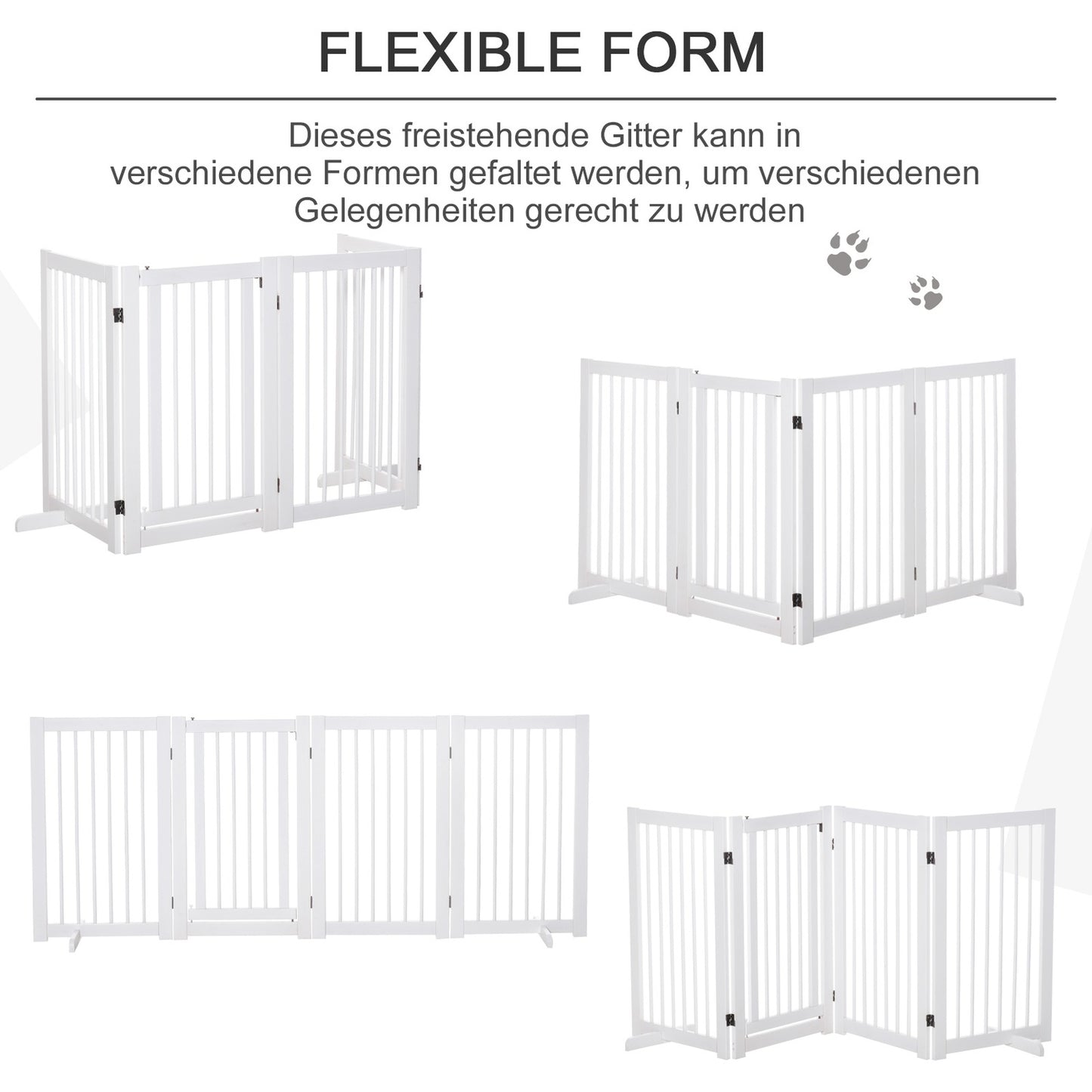 Freestanding wooden dog gate with door, 91 cm - White