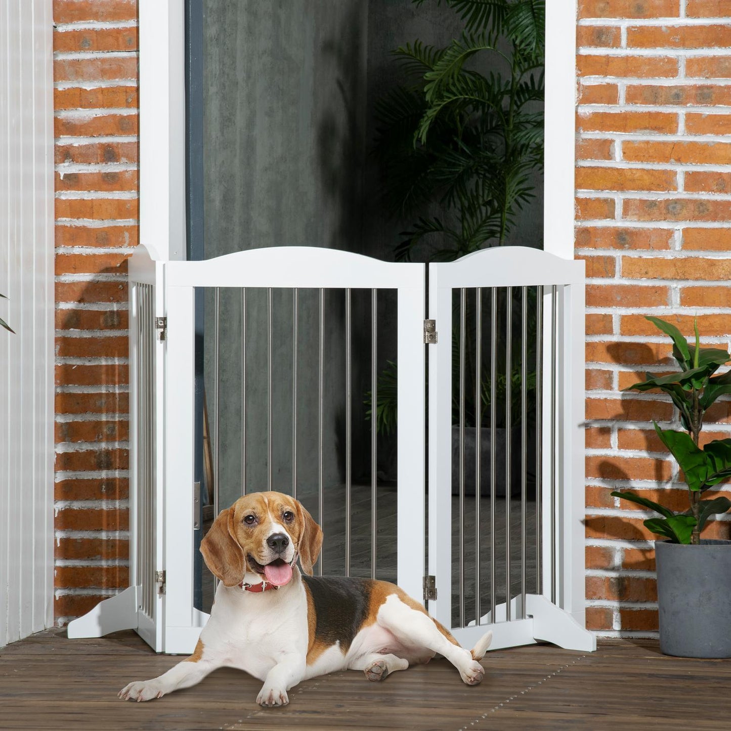 Folding dog gate, 3 panels, 154x30x80 cm Safety barrier
