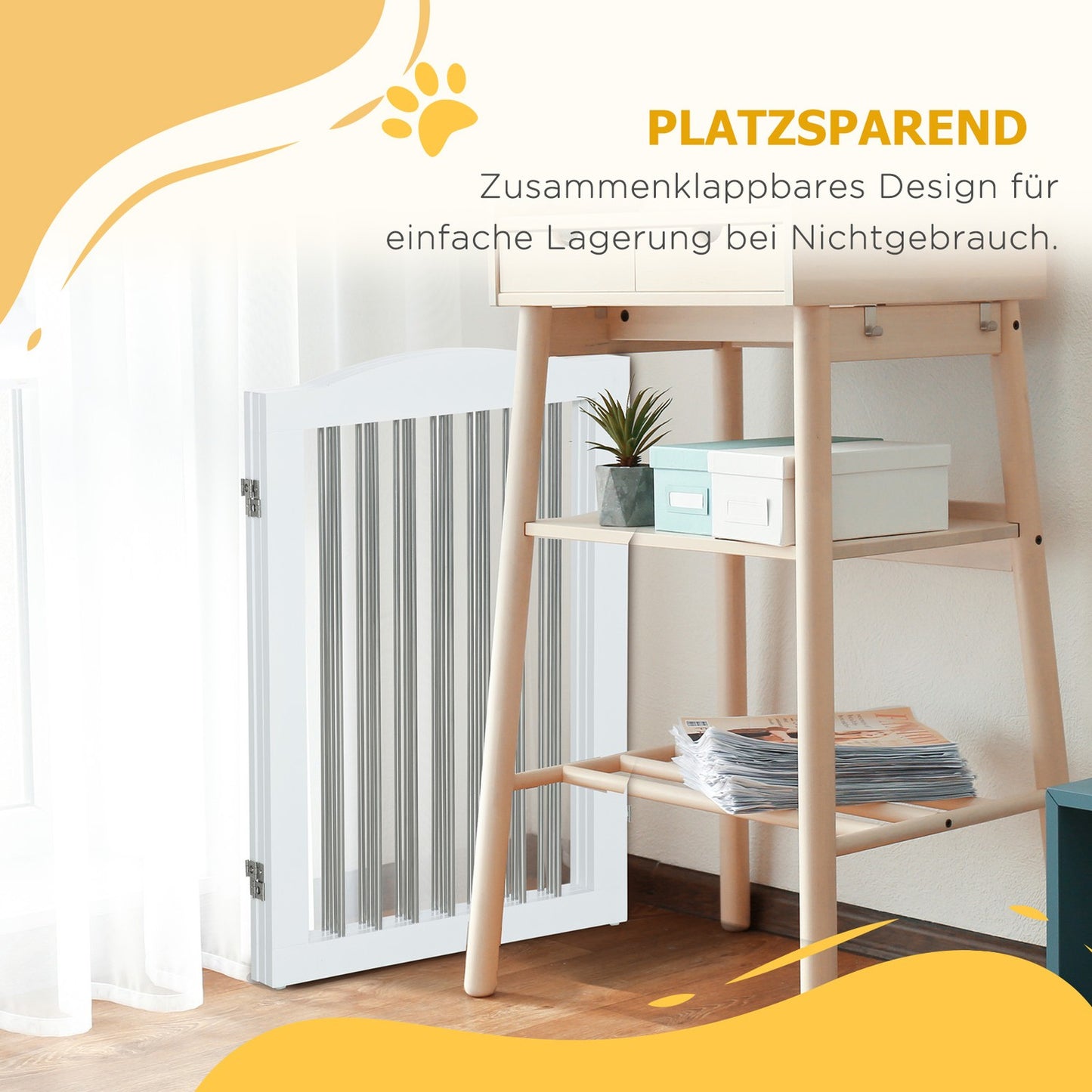 Folding dog gate, 3 panels, 154x30x80 cm Safety barrier