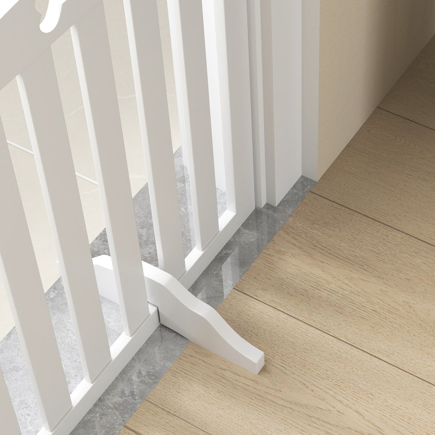 Dog barrier gate, foldable, 4-part, 207.5 x 61 cm, white