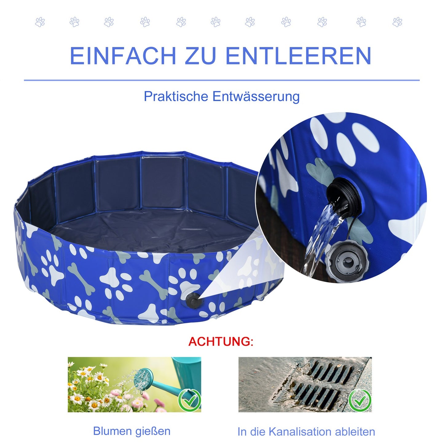 Collapsible dog pool tub for pets, 80 cm diameter