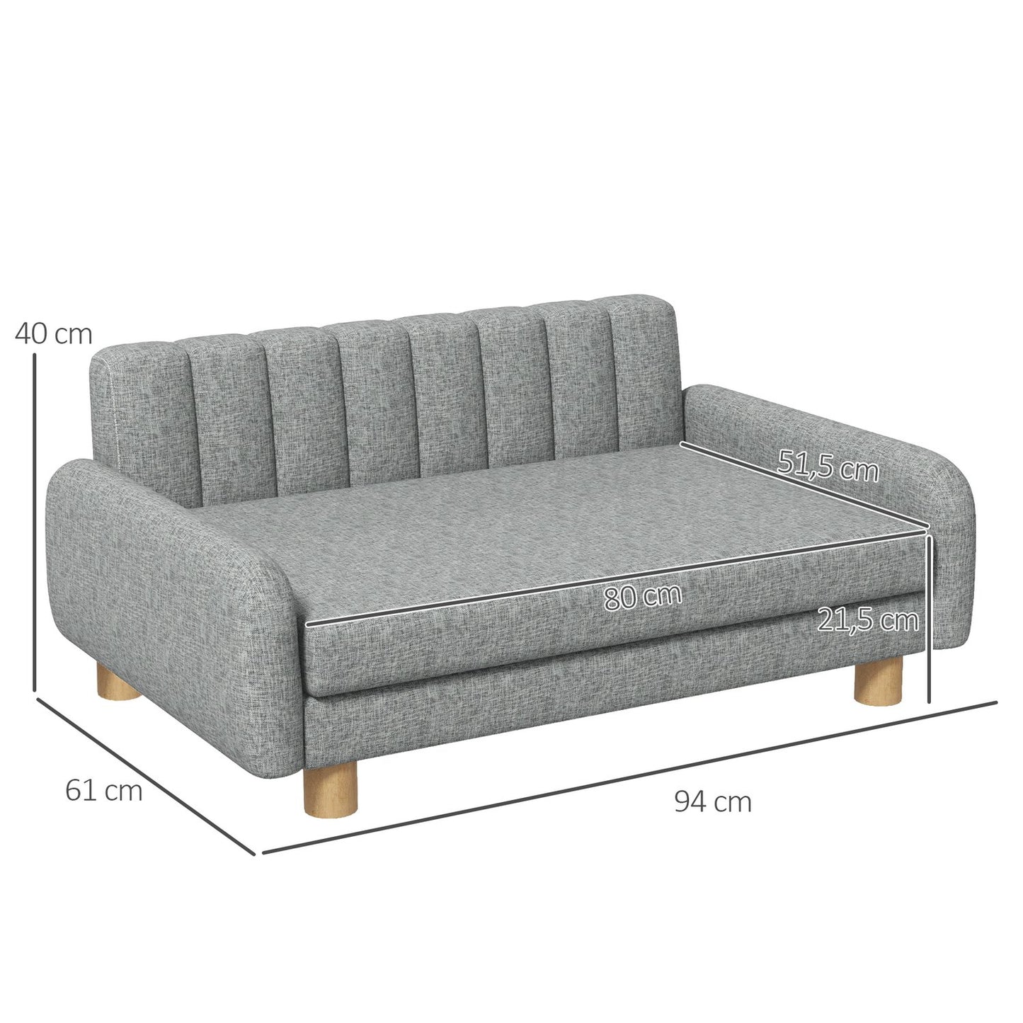 Raised gray dog bed with soft cushion for medium-sized dogs