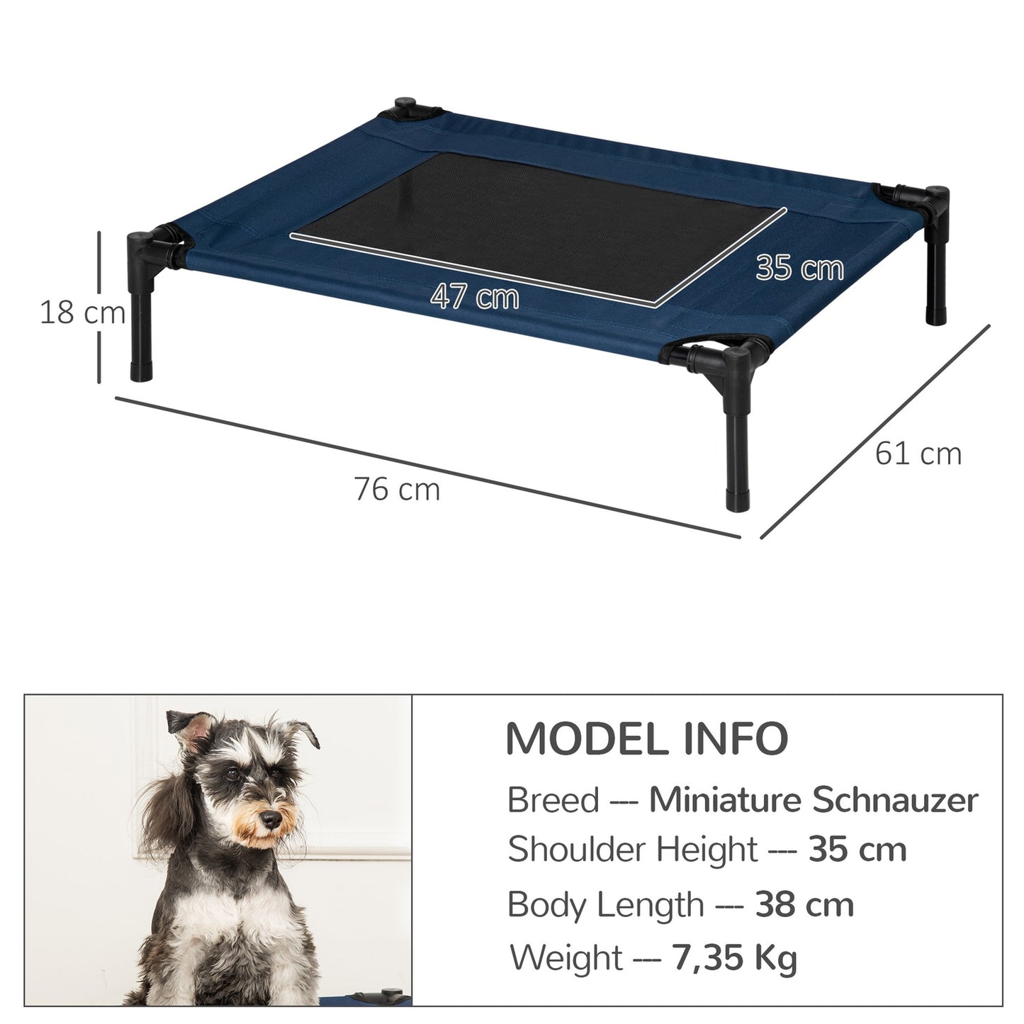 Outdoor Pet Bed with Steel Frame, 600D Oxford Fabric, Blue
