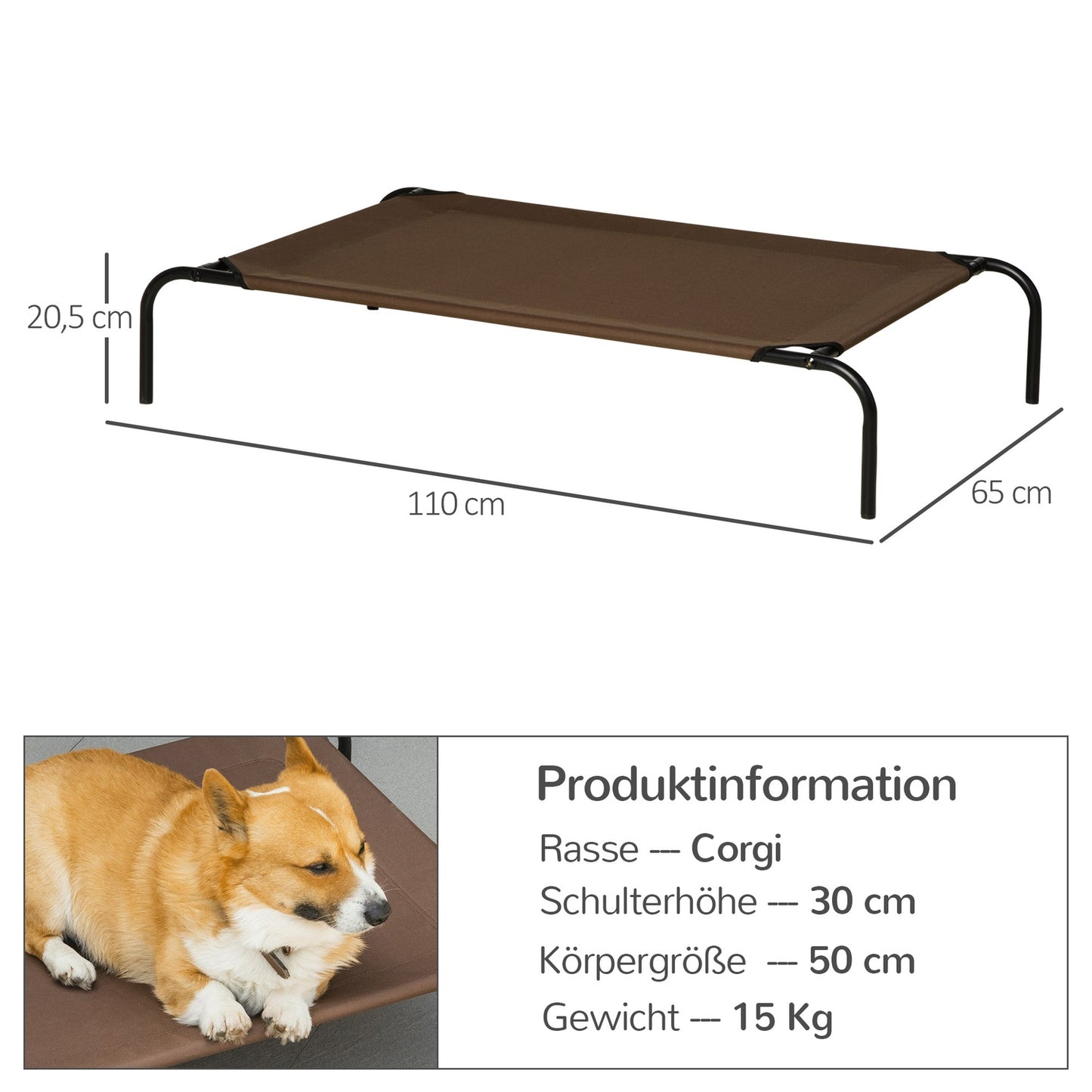 Outdoor dog and cat bed with spare cover, 110x68x20 cm