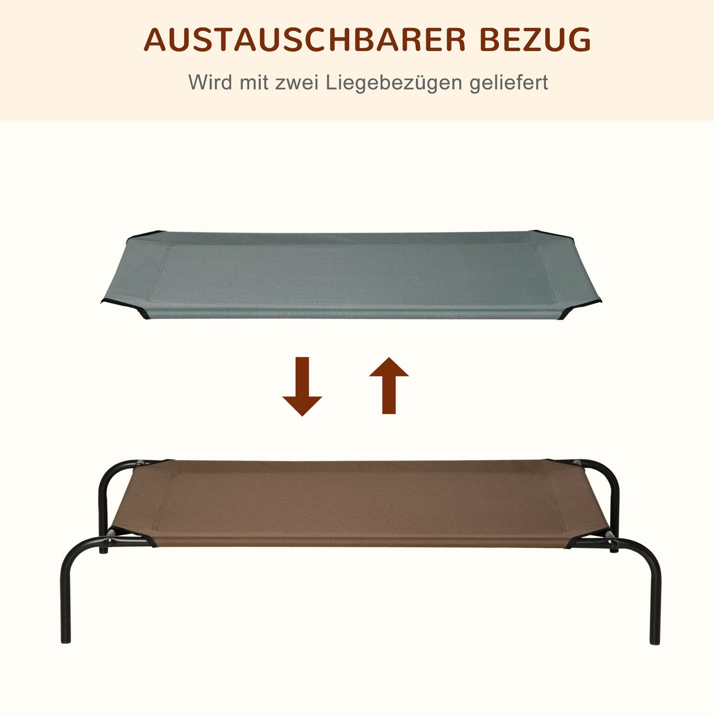 Outdoor dog and cat bed with spare cover, 110x68x20 cm