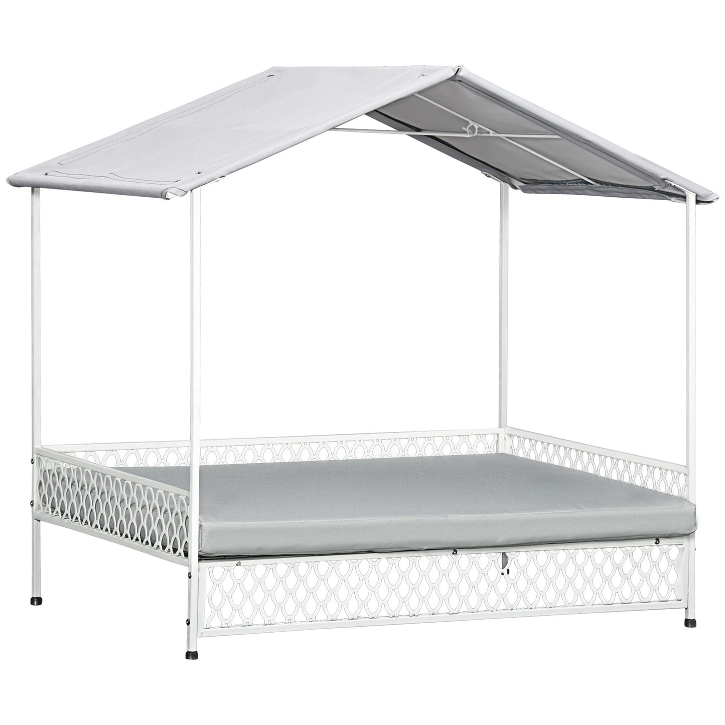 Elevated dog bed with canopy, Grey, 88X50X78 Cm