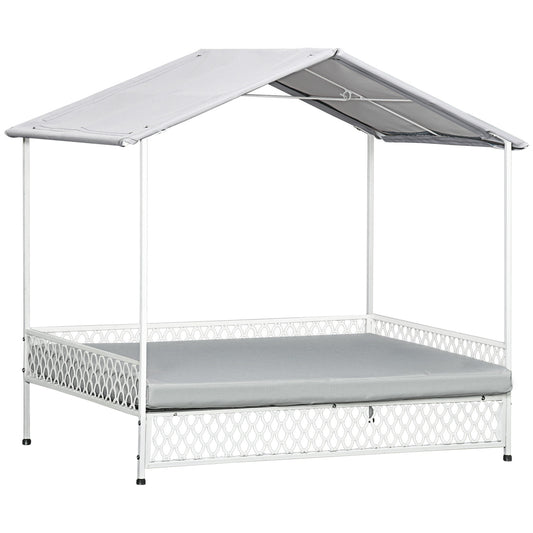 Elevated dog bed with canopy, Grey, 88X50X78 Cm