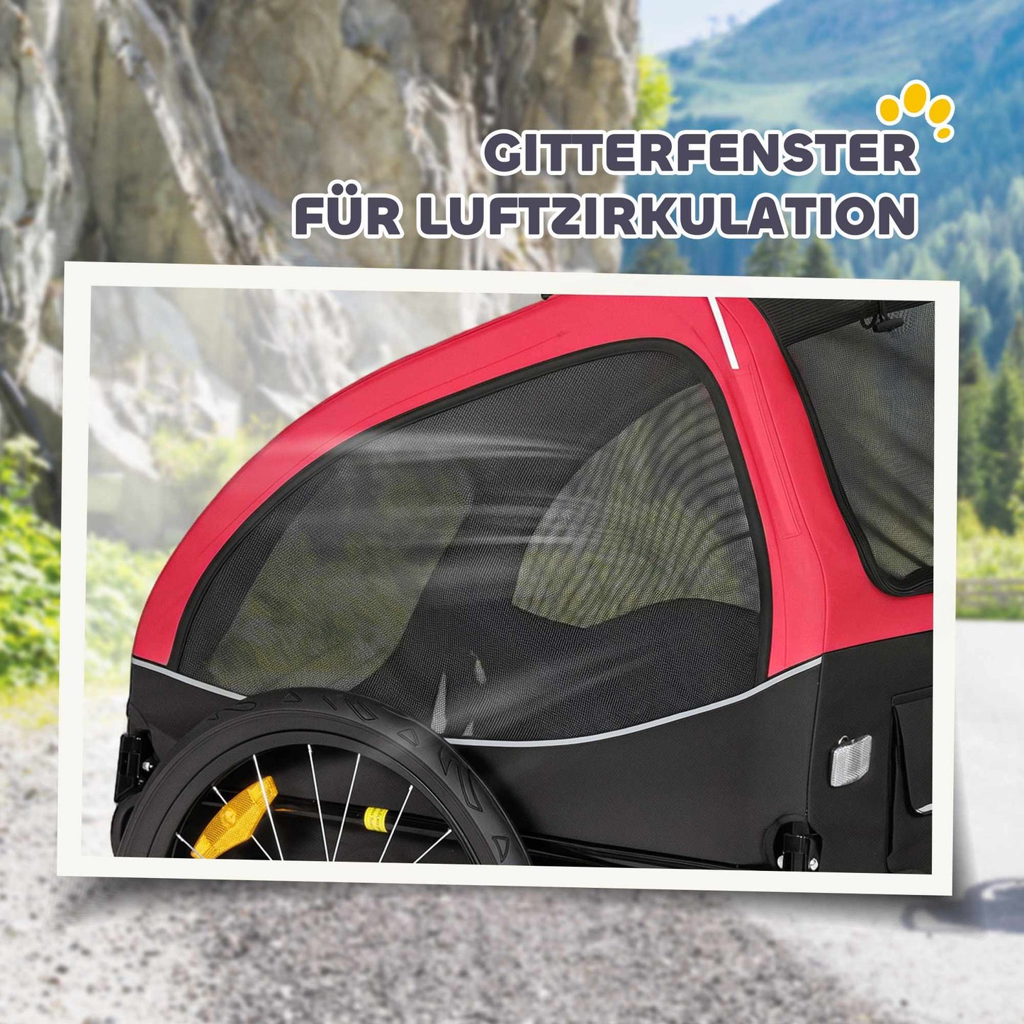 Dog Bike Trailer with 20" Wheels, Red/Black, 20kg Capacity