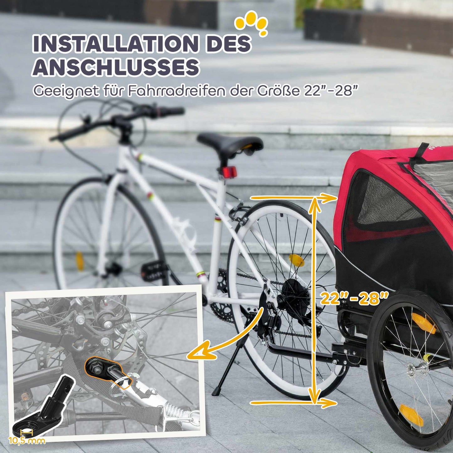 Dog Bike Trailer with 20" Wheels, Red/Black, 20kg Capacity