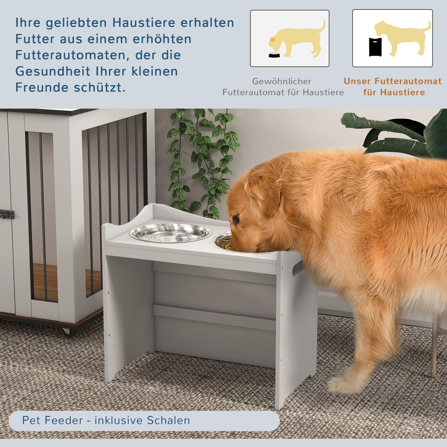 Adjustable dog feeding station - 2L bowl in stainless steel