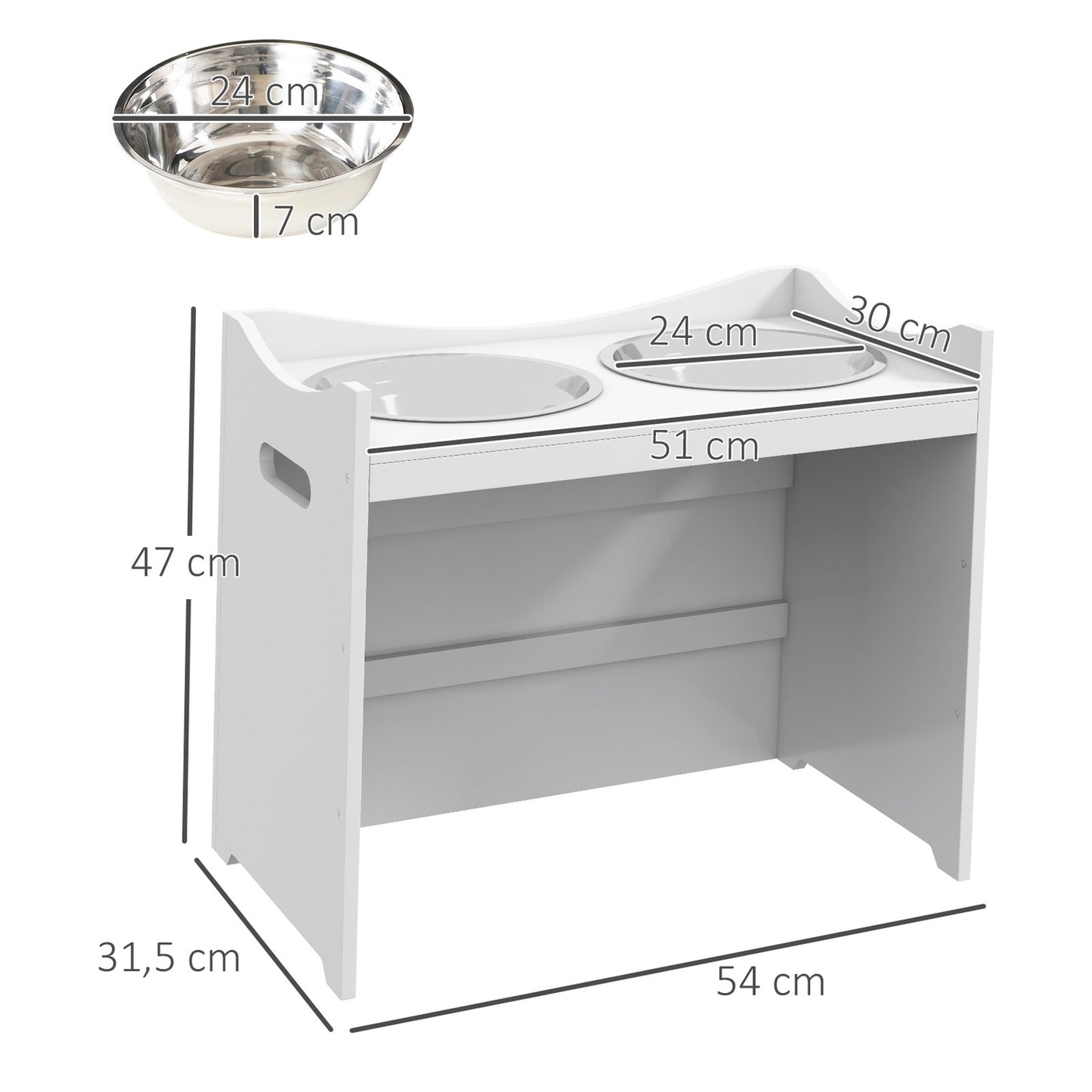 Adjustable dog feeding station - 2L bowl in stainless steel