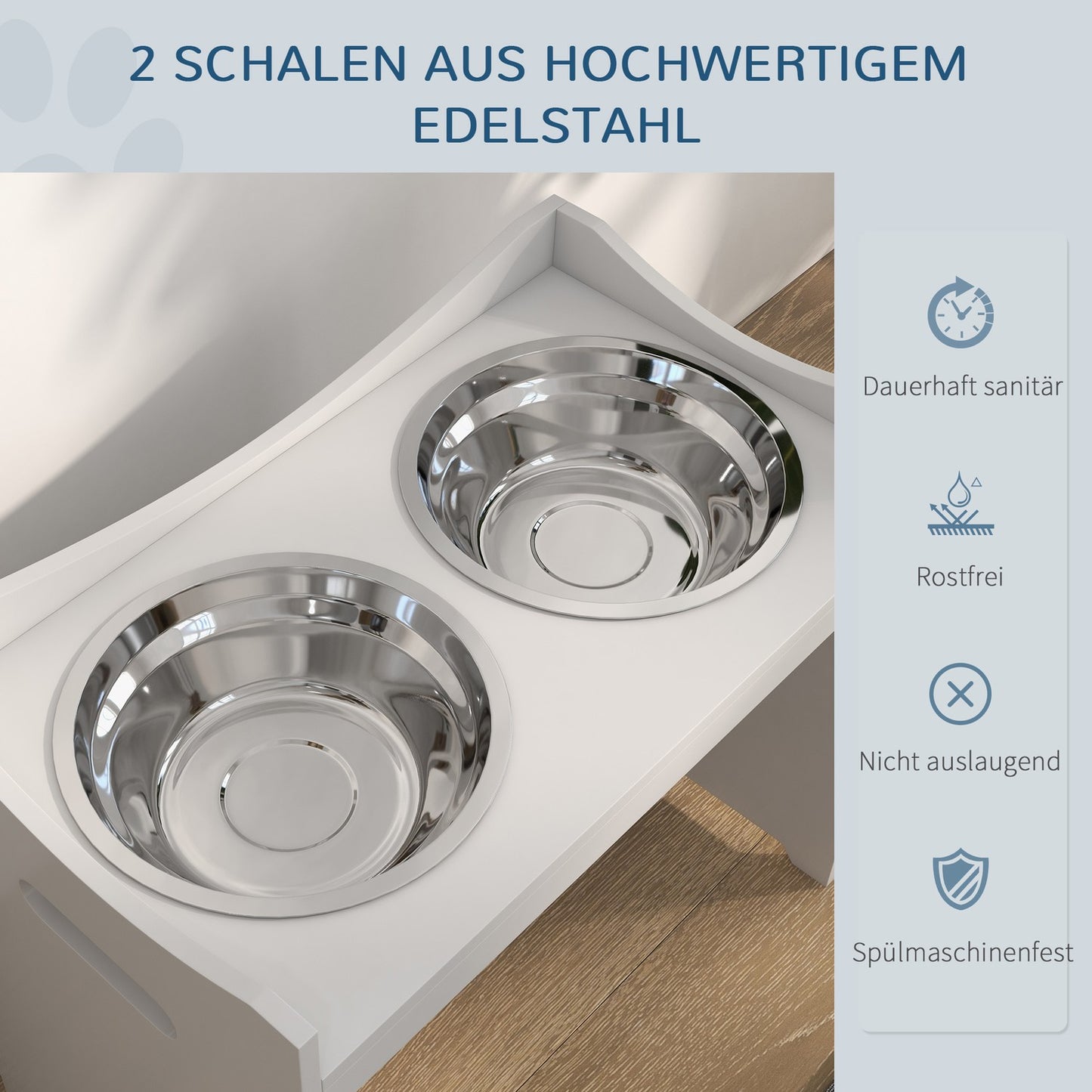 Adjustable dog feeding station - 2L bowl in stainless steel