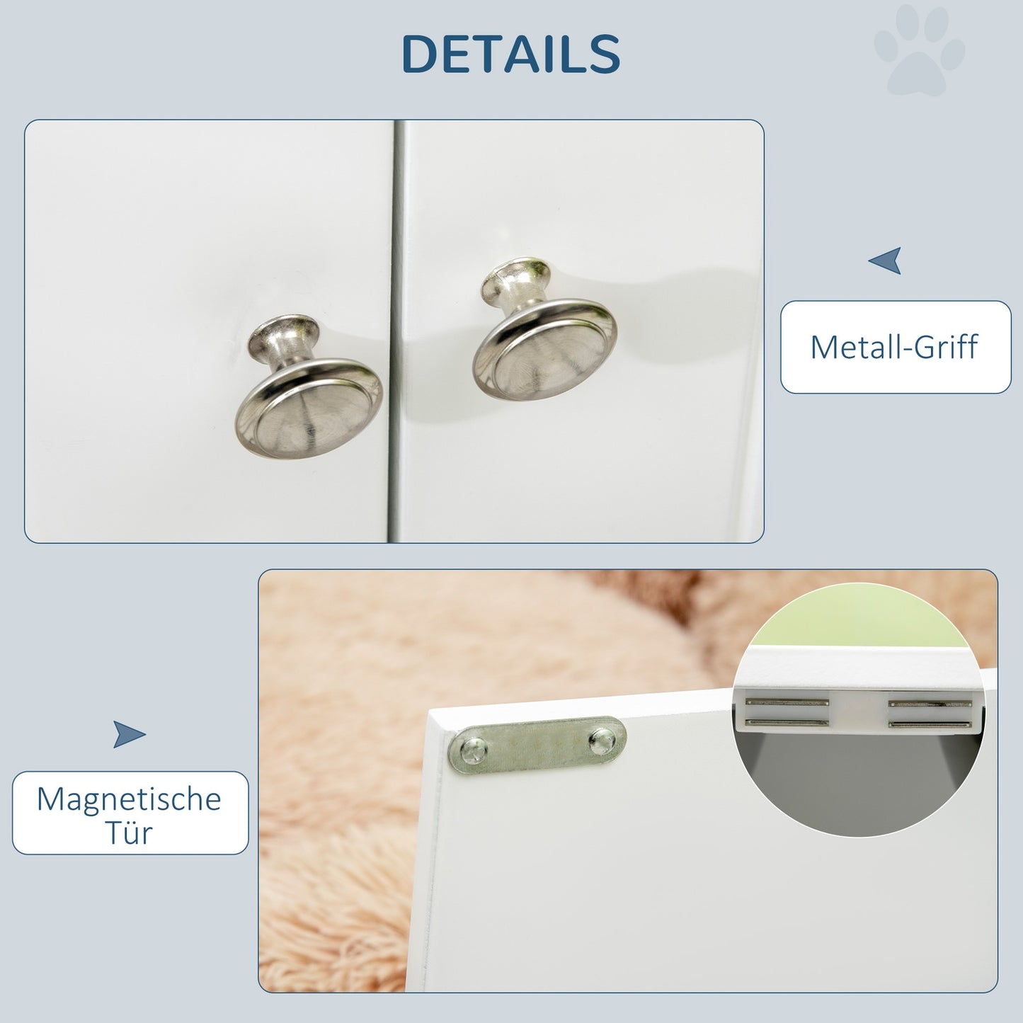 Raised dog bowl stand with storage & 2 steel bowls