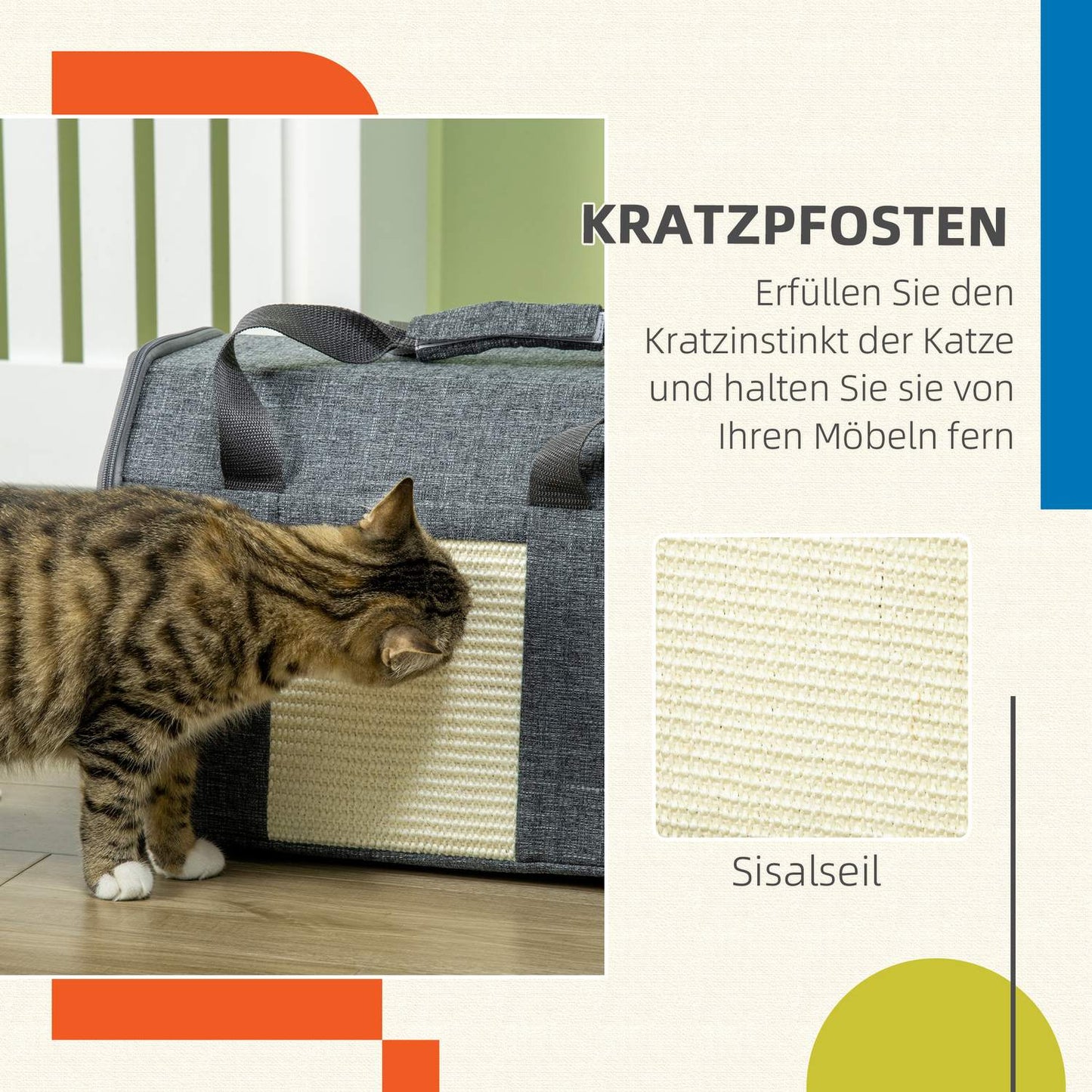 Pet transport box with mesh window and cushion, gray
