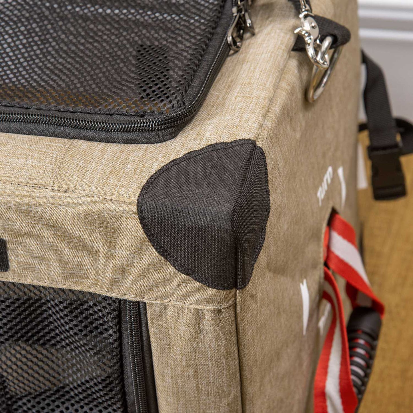 Collapsible dog transport box with handle, Khaki, 48.5x33.5x33cm