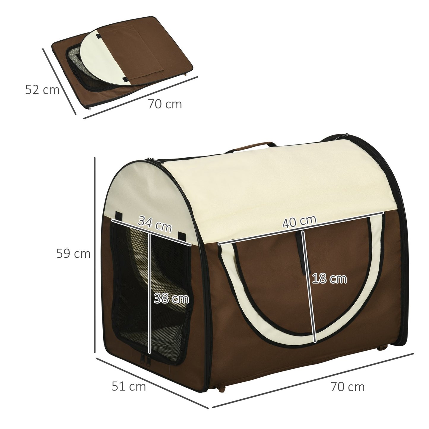Collapsible Dog Carrier - Large, Coffee, 5 Sizes