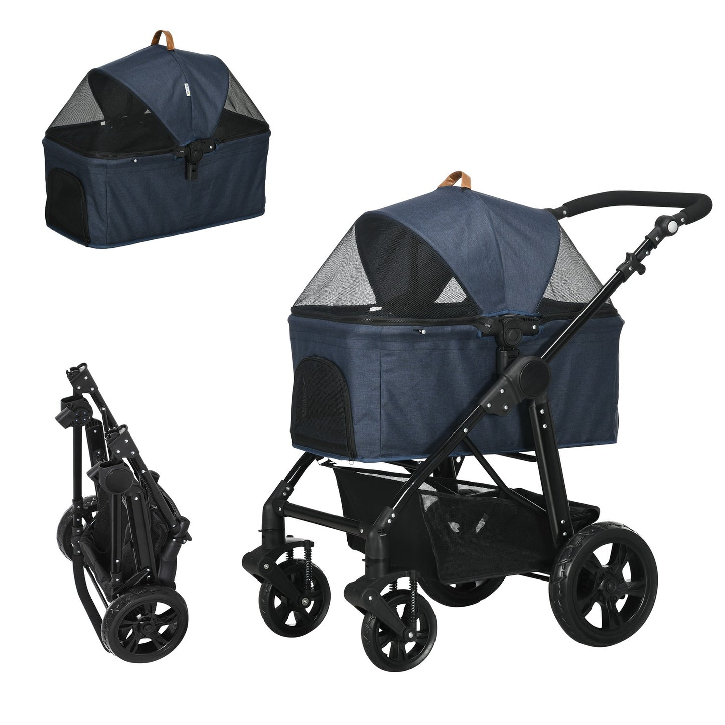 2-in-1 collapsible pet stroller and carrier, mesh window, 10 kg limit