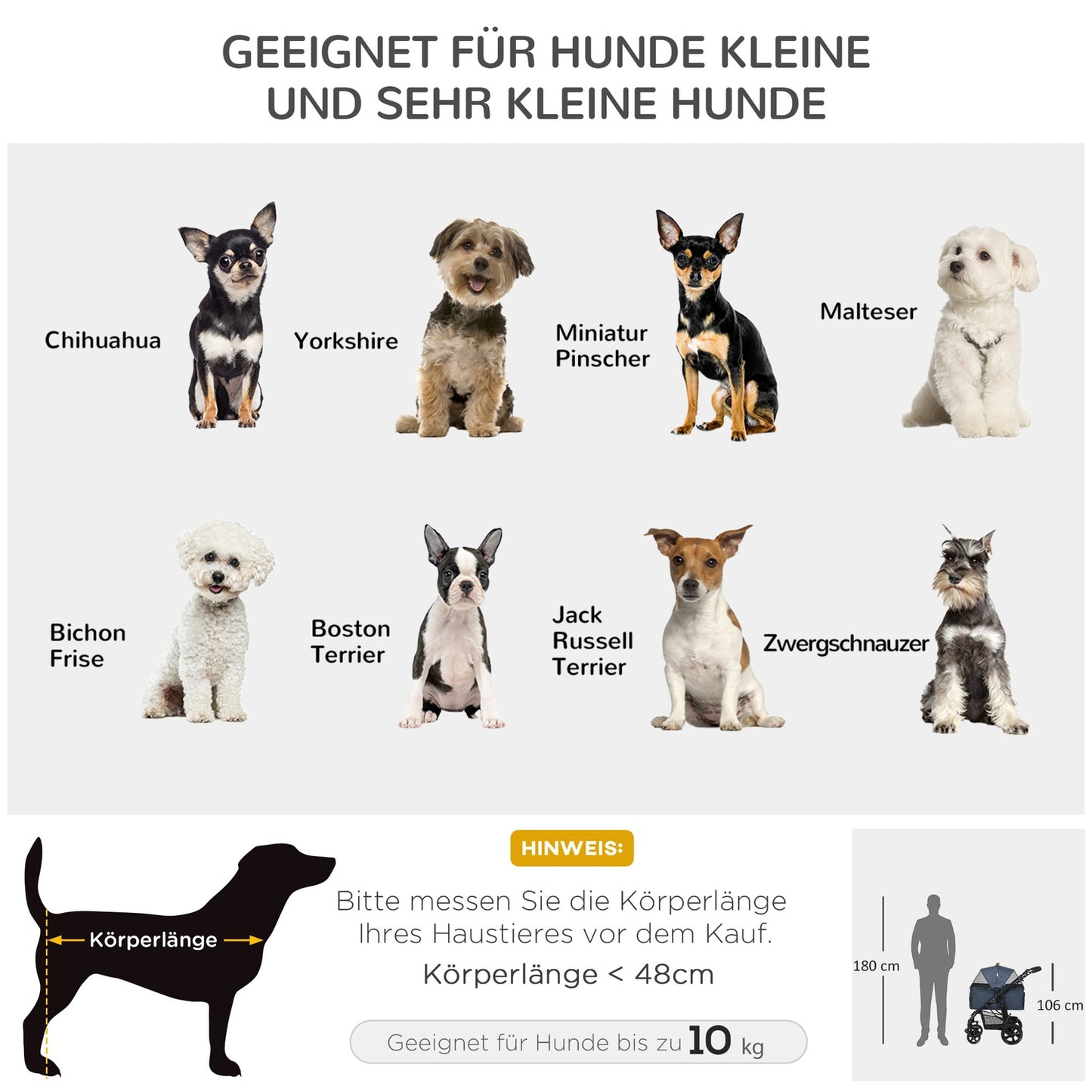 2-in-1 collapsible pet stroller and carrier, mesh window, 10 kg limit