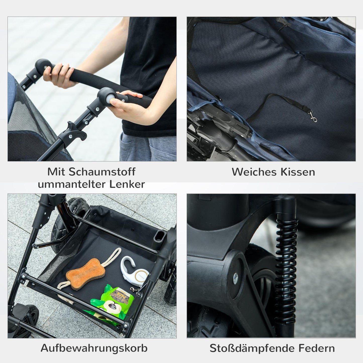 2-in-1 collapsible pet stroller and carrier, mesh window, 10 kg limit