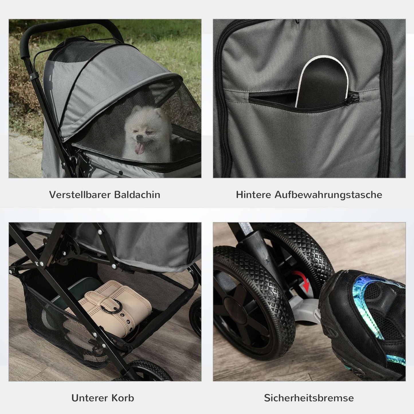 Dog carriage, Buggy for small pets, dark gray Oxford 76.5 cm