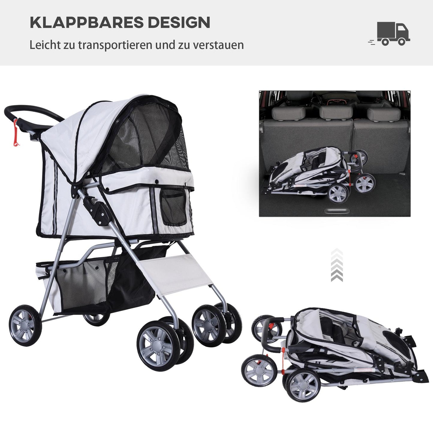 Dog Buggy Silver – Lightweight, collapsible, pet stroller