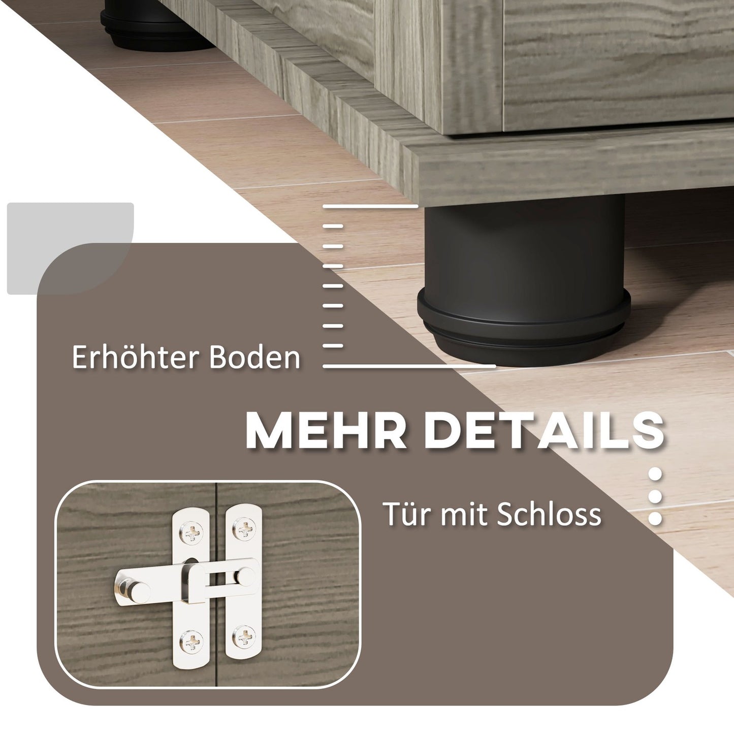 Lockable Gray Dog Kennel with Cushion, 80x56x63cm