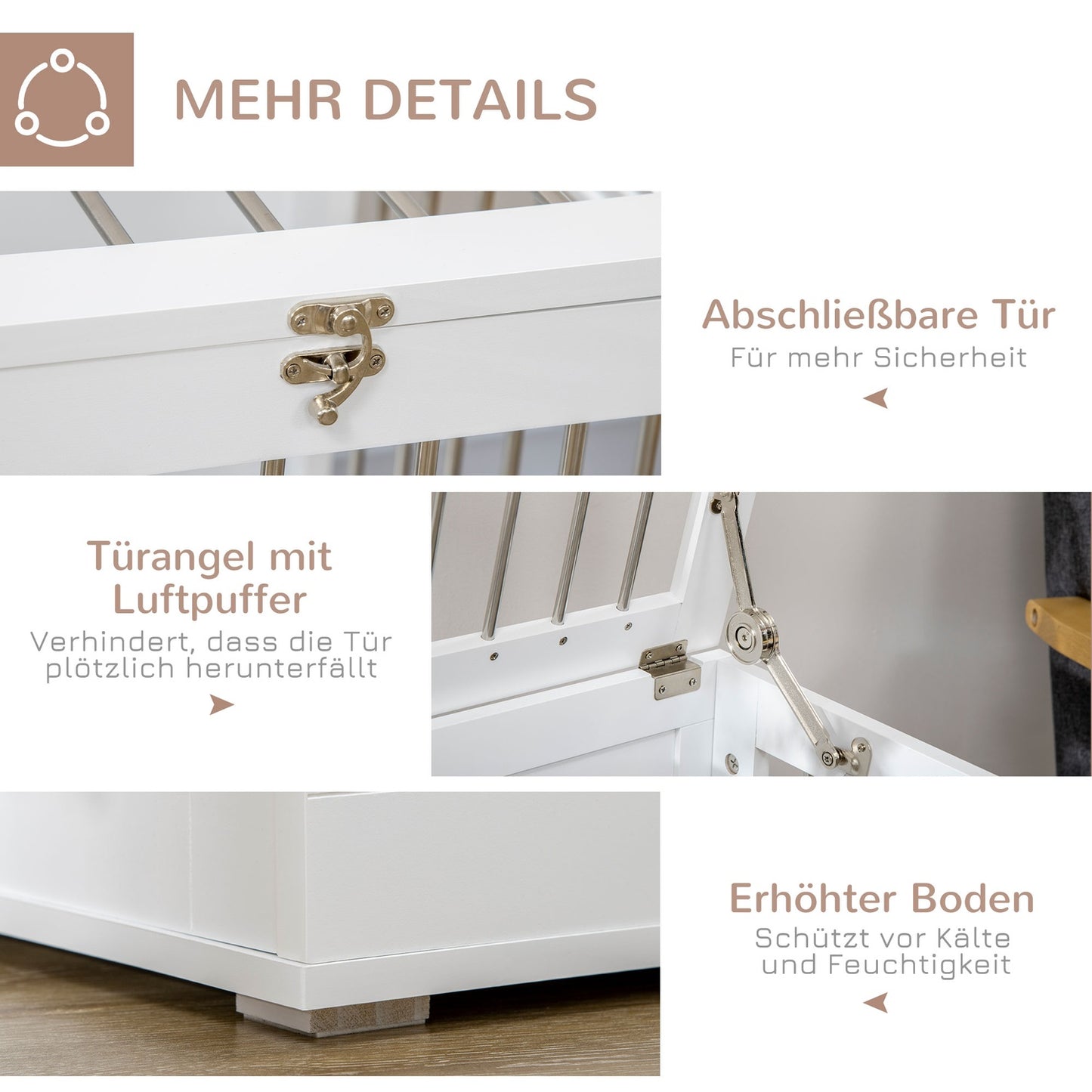 Medium Dog box - Double door, 80x50x56.5 cm, White