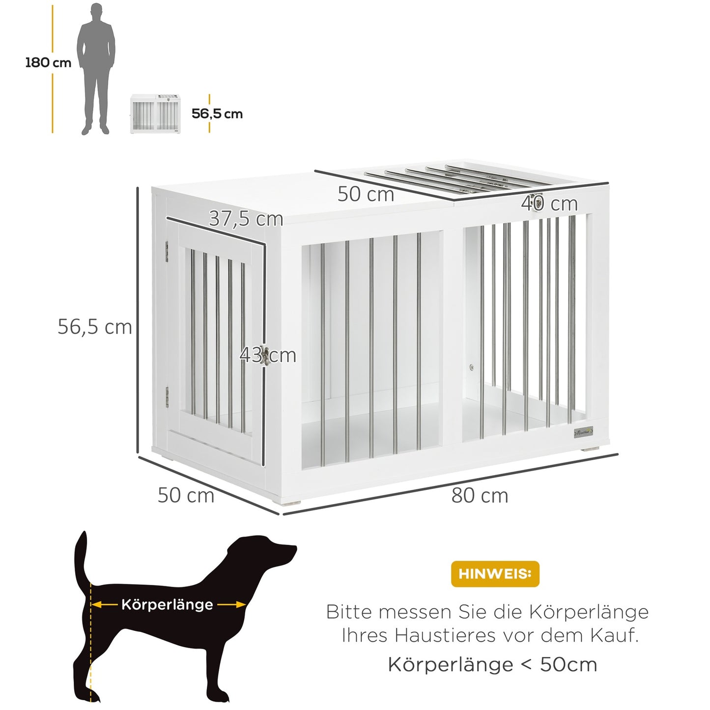 Medium Dog box - Double door, 80x50x56.5 cm, White